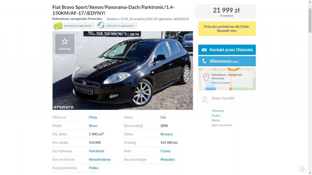 FIAT Bravo SPORT 1.4 T-Jet 150KM Pomorskie